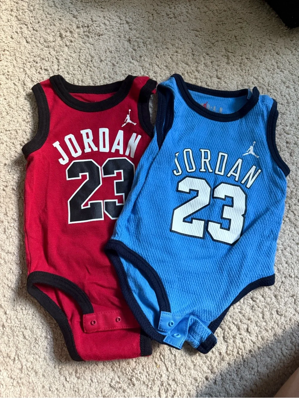 Jordan Infant Bodysuit bundle Set in Red, Blue & Black- size 6 months